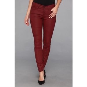 Joie Burgundy Wax Coated Skinny Jeans
